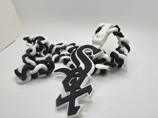 Chicago White Sox  Custom Charm w/Cuban Link Style Necklace