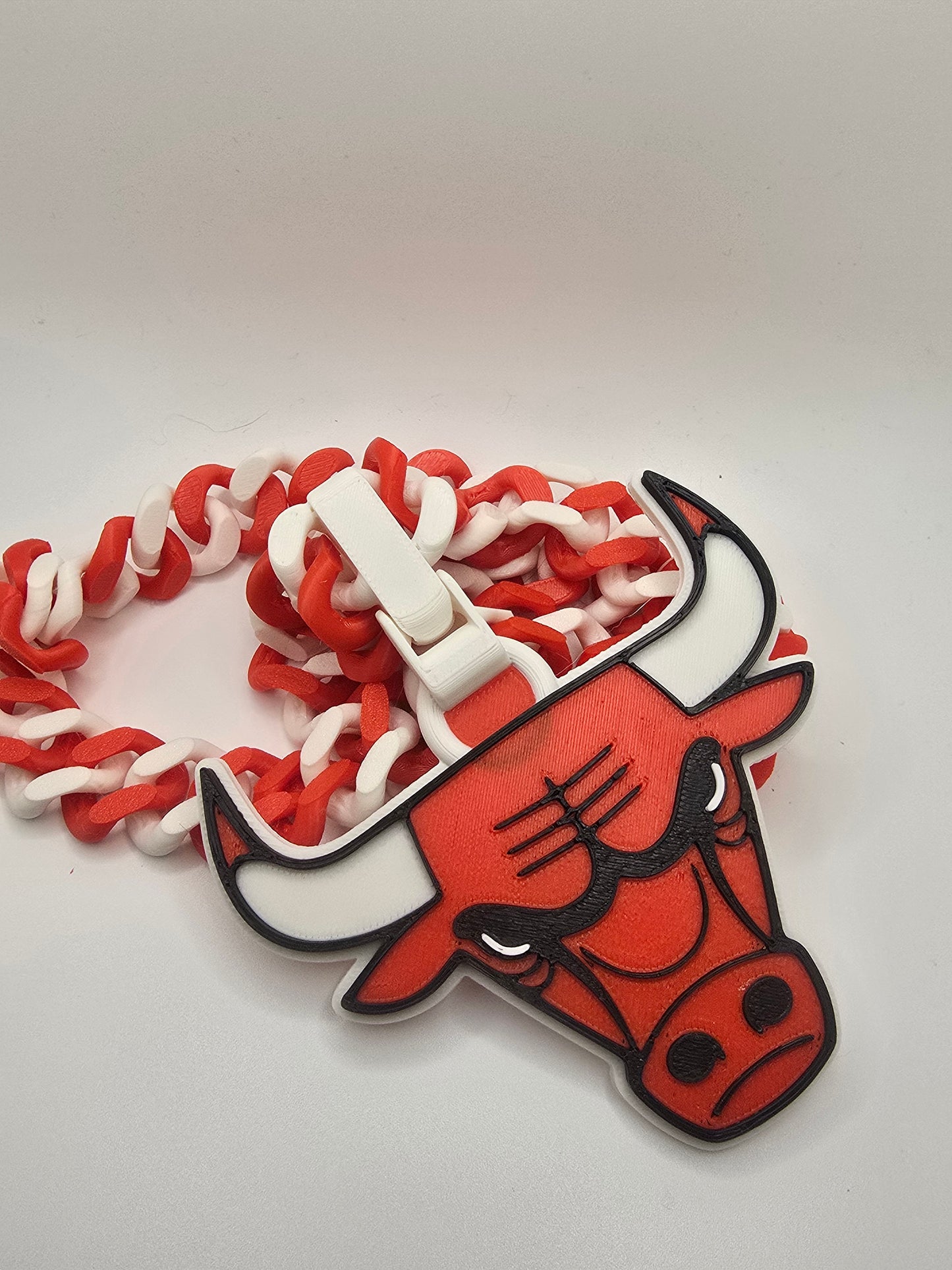 Chicago Bulls Custom Charm w/Cuban Link Style Necklace