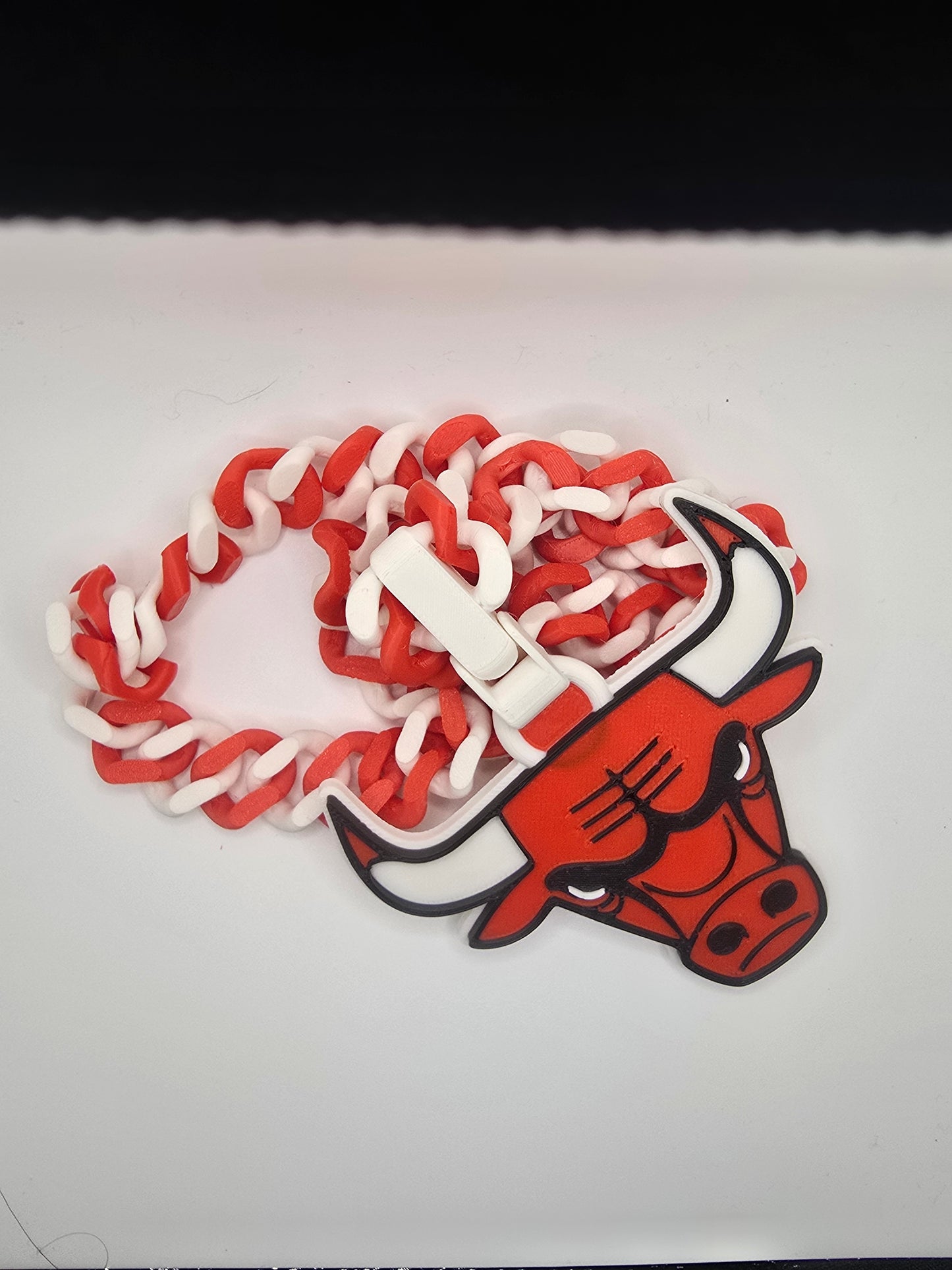 Chicago Bulls Custom Charm w/Cuban Link Style Necklace