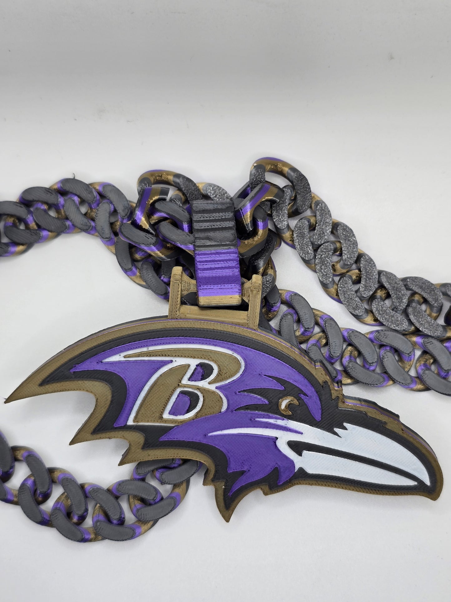 Baltimore Ravens Custom Charm w/Cuban Link Style Necklace