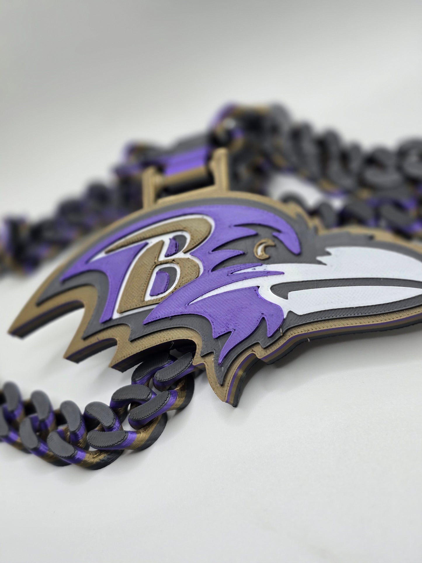 Baltimore Ravens Custom Charm w/Cuban Link Style Necklace