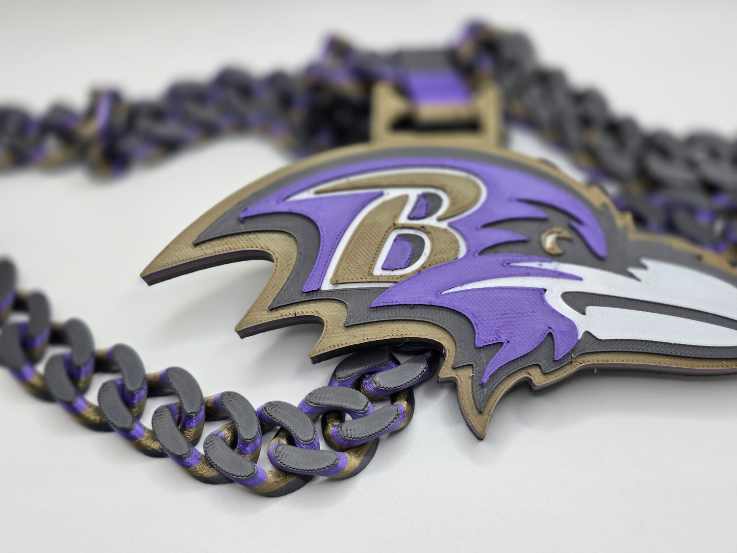 Baltimore Ravens Custom Charm w/Cuban Link Style Necklace