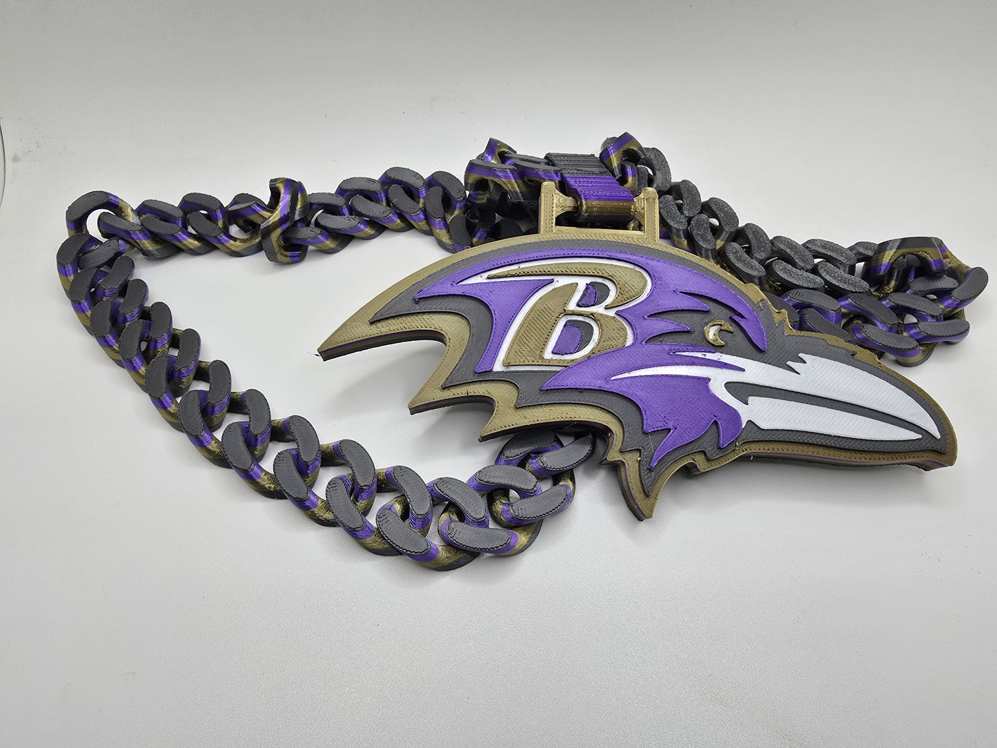 Baltimore Ravens Custom Charm w/Cuban Link Style Necklace