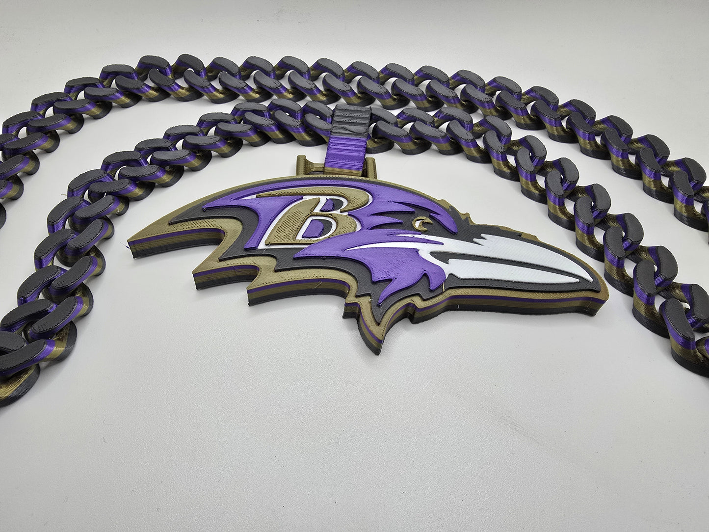 Baltimore Ravens Custom Charm w/Cuban Link Style Necklace