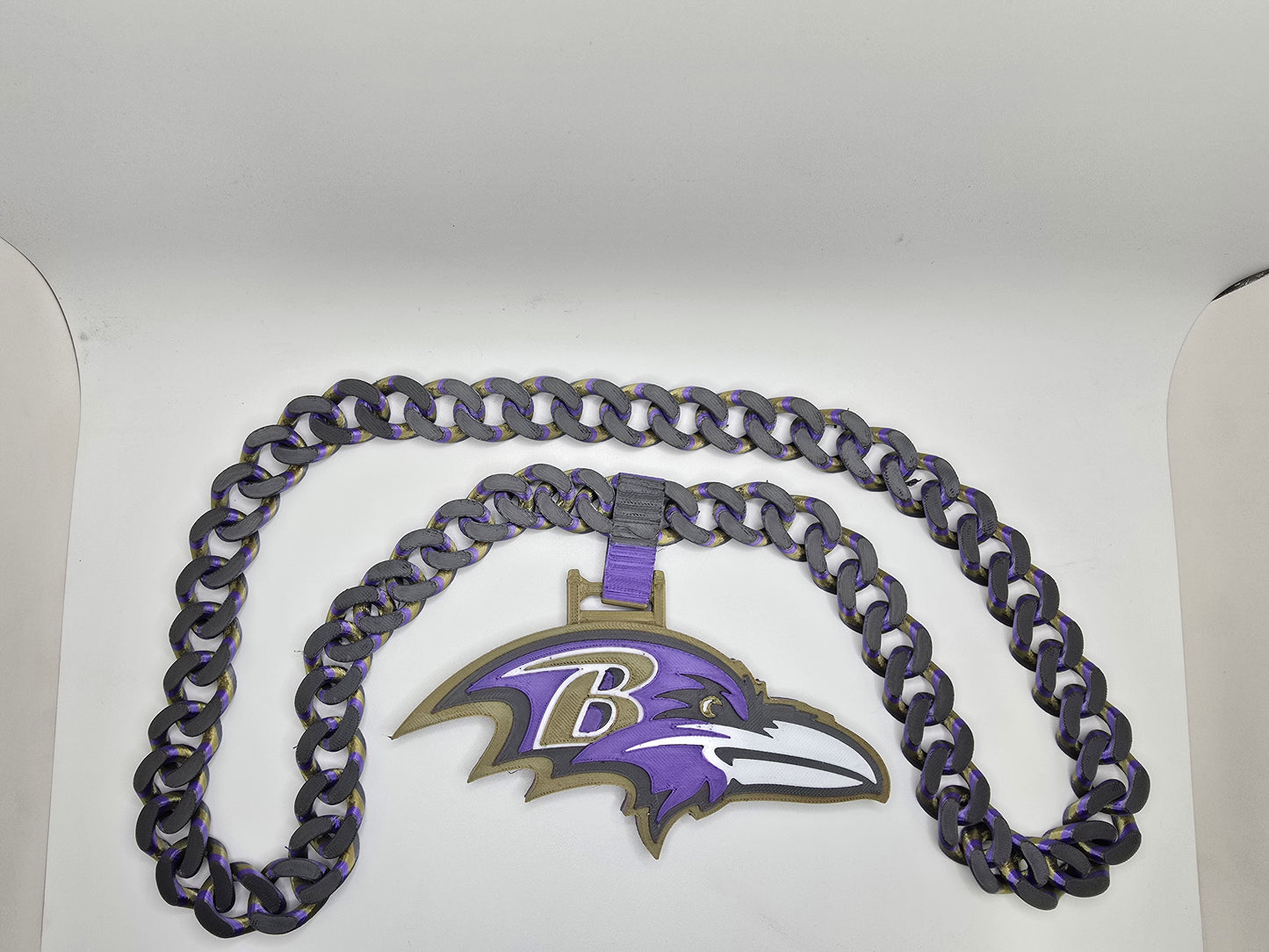 Baltimore Ravens Custom Charm w/Cuban Link Style Necklace