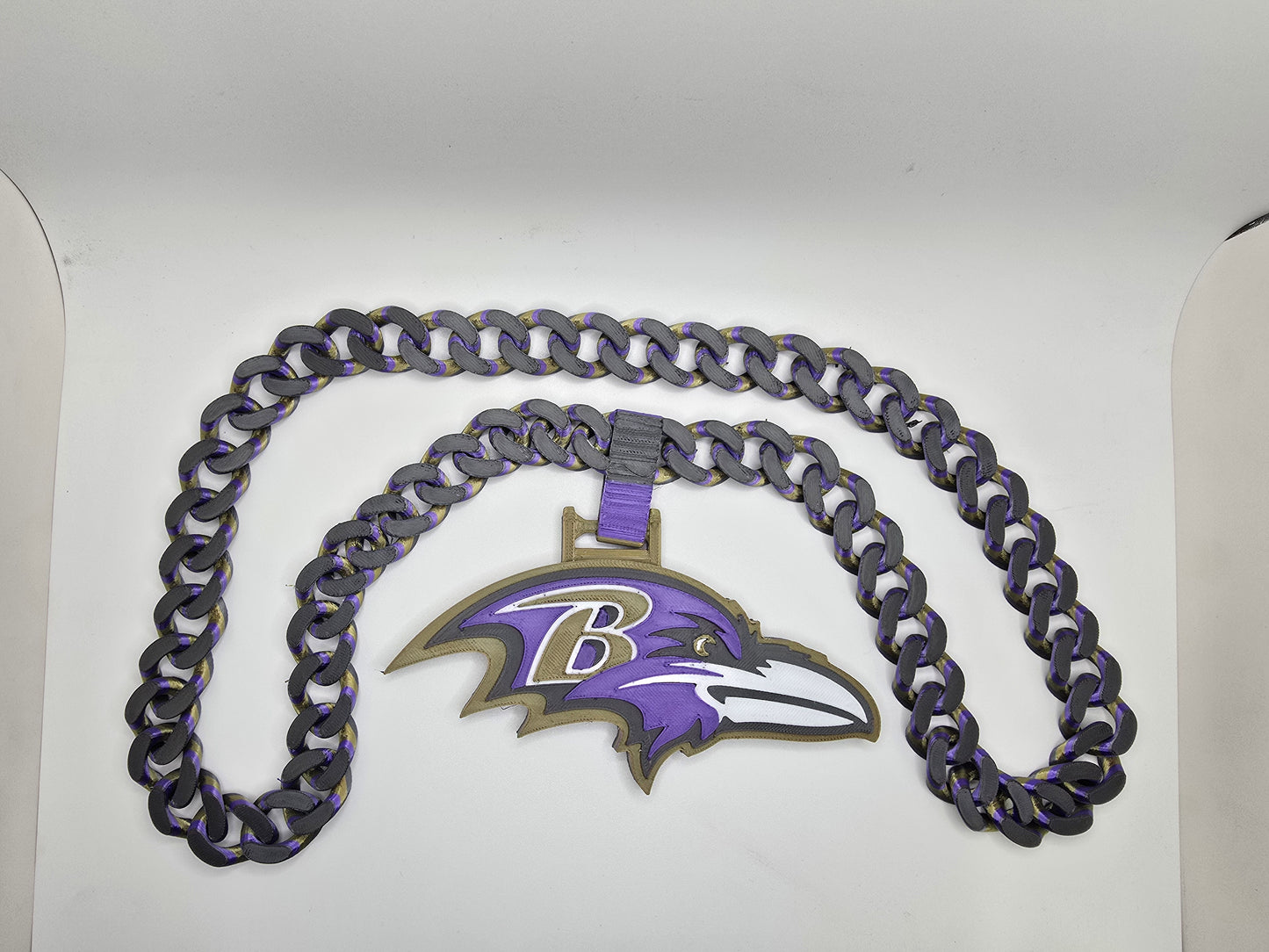 Baltimore Ravens Custom Charm w/Cuban Link Style Necklace