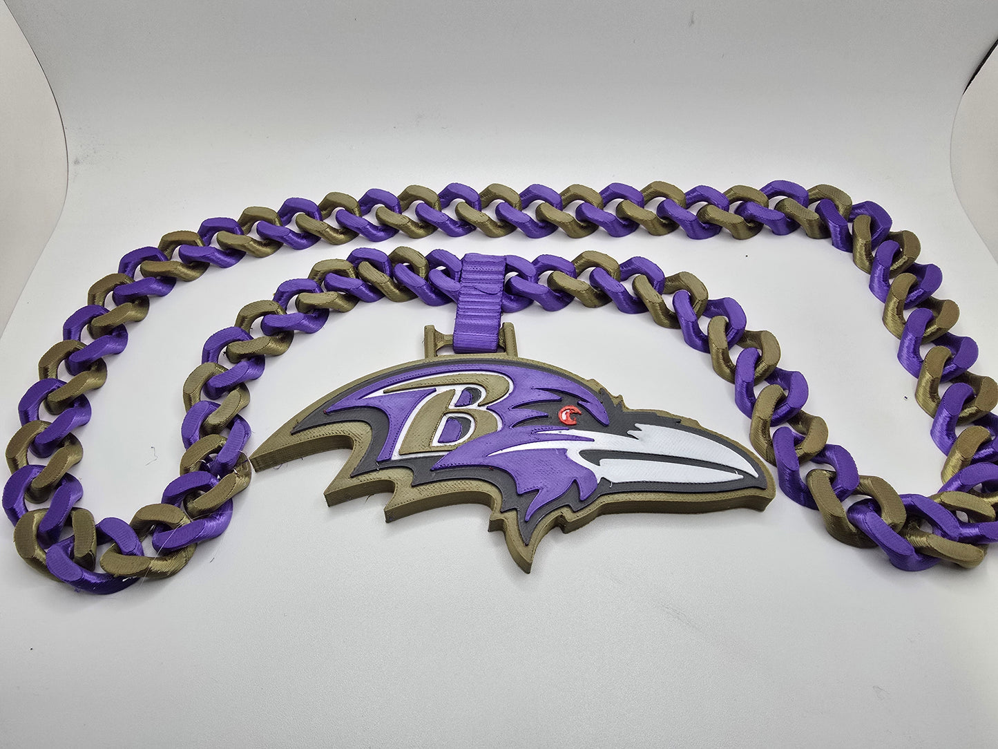 Baltimore Ravens Custom Charm w/Cuban Link Style Necklace