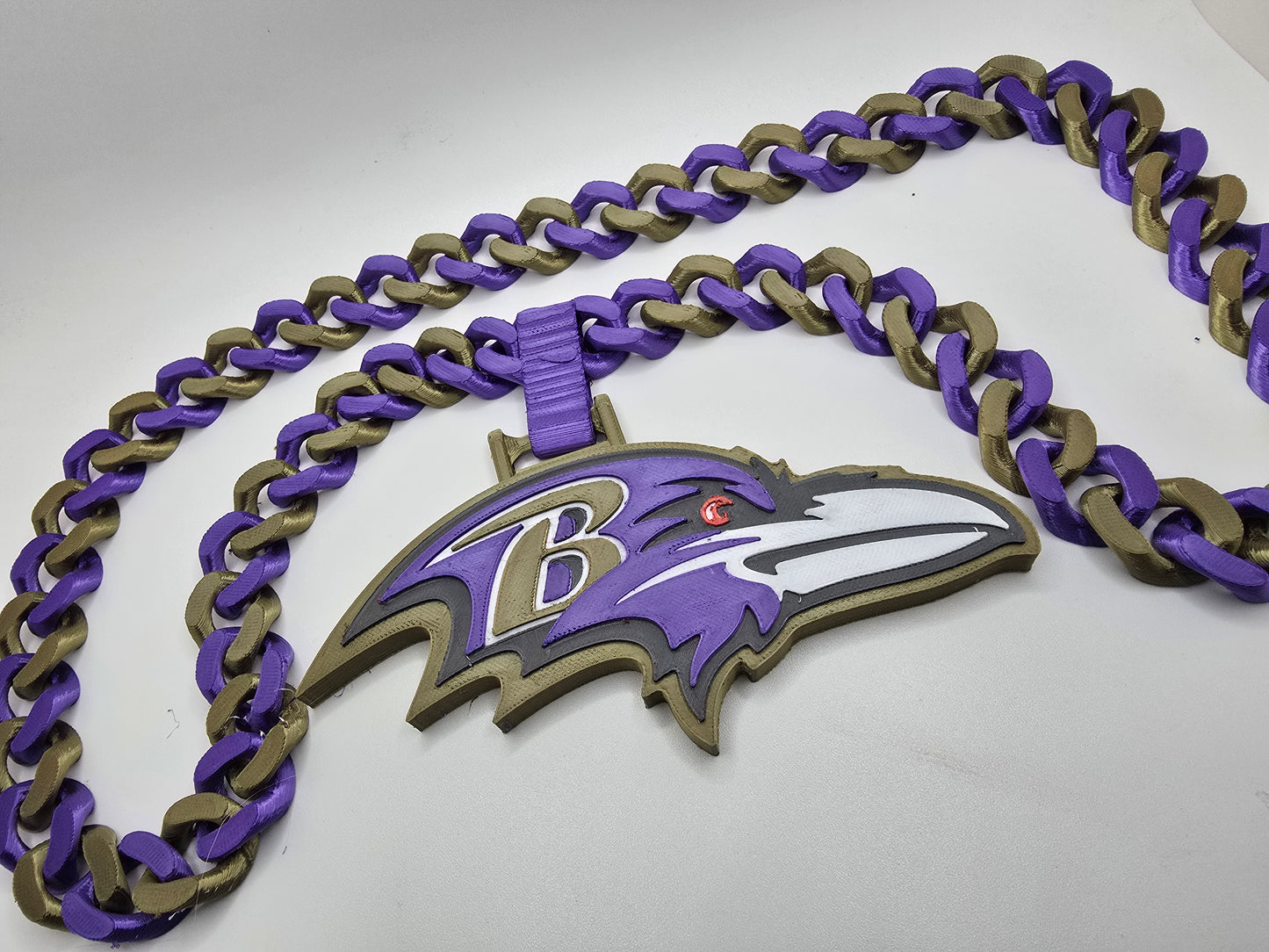 Baltimore Ravens Custom Charm w/Cuban Link Style Necklace
