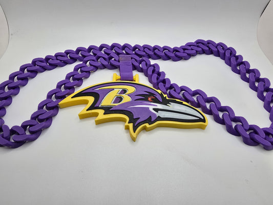 Baltimore Ravens Custom Charm w/Cuban Link Style Necklace