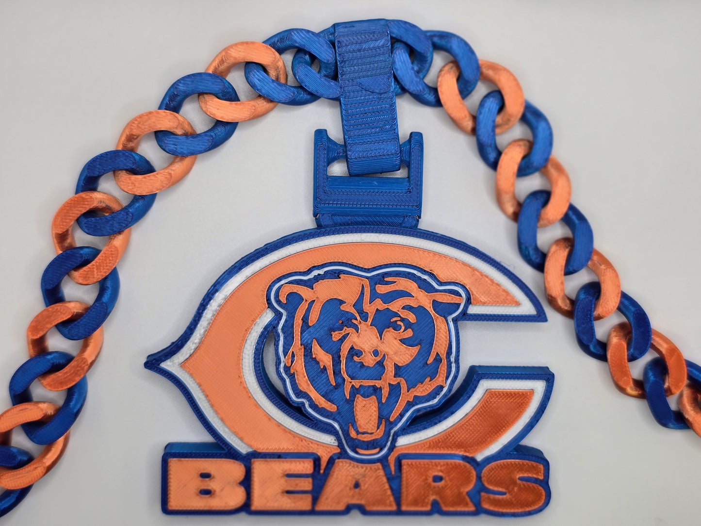 Chicago Bears Custom Charm w/Cuban Link Style Necklace