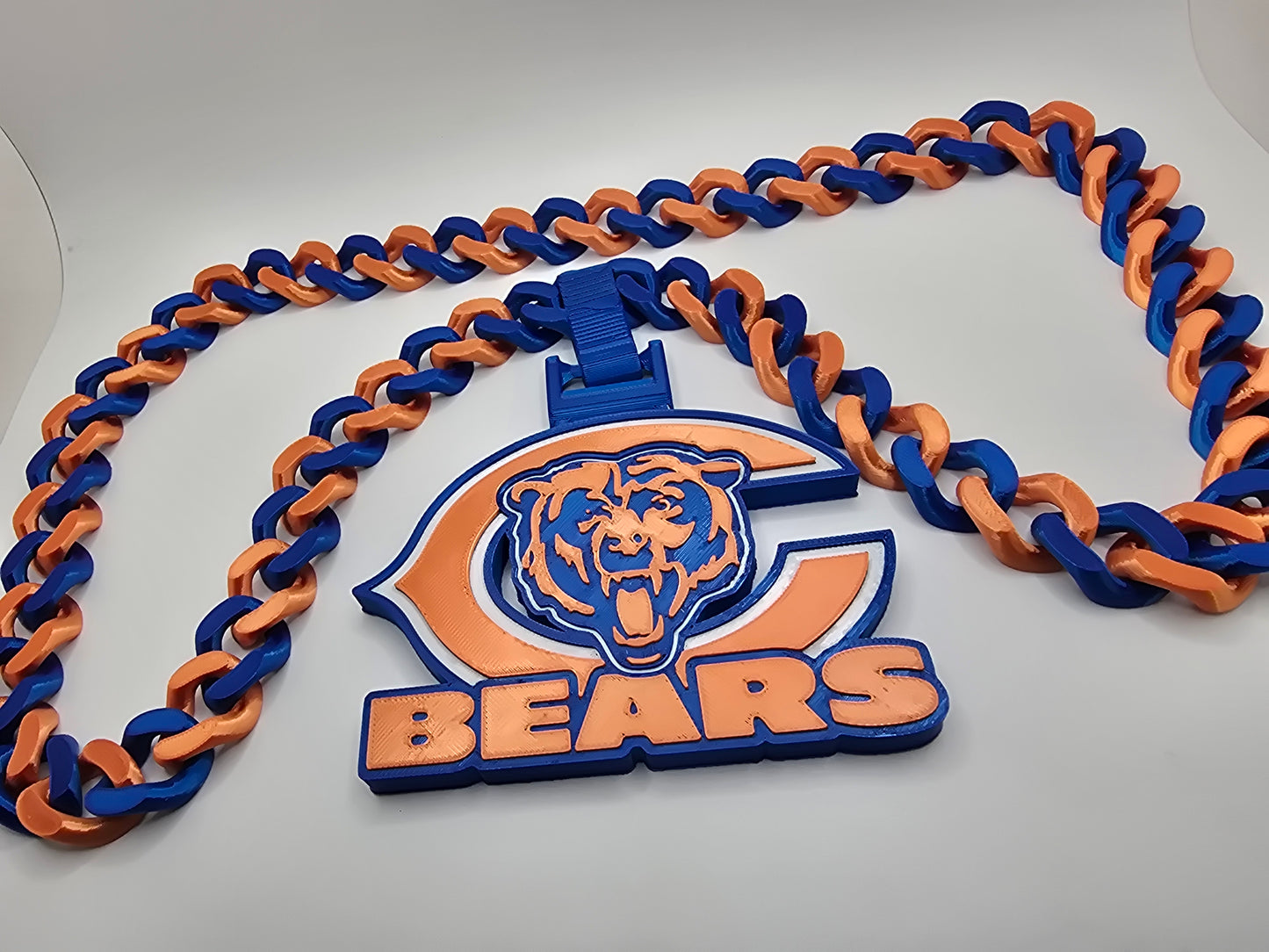 Chicago Bears Custom Charm w/Cuban Link Style Necklace