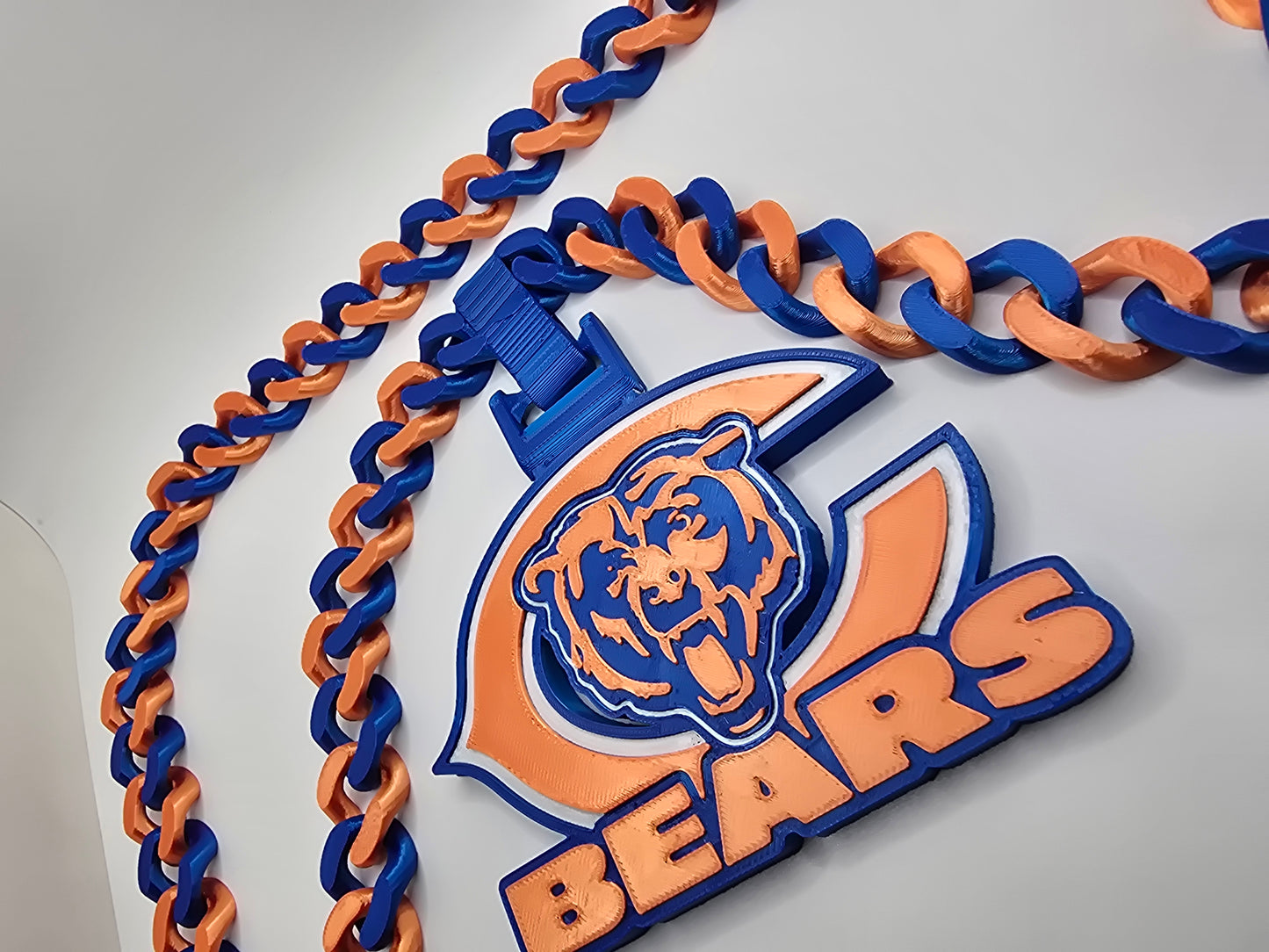 Chicago Bears Custom Charm w/Cuban Link Style Necklace