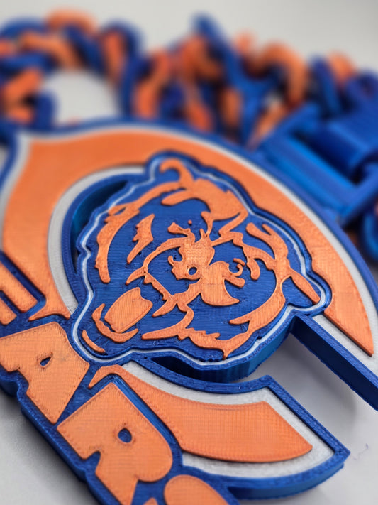 Chicago Bears Custom Charm w/Cuban Link Style Necklace